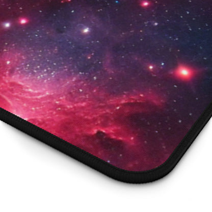 Red Galaxy Desk Mat - 'Passion Nebula' - Cosmic Gaming & Office Decor