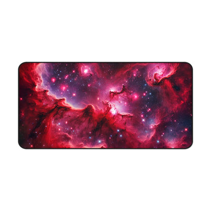 Red Galaxy Desk Mat - 'Passion Nebula' - Cosmic Gaming & Office Decor