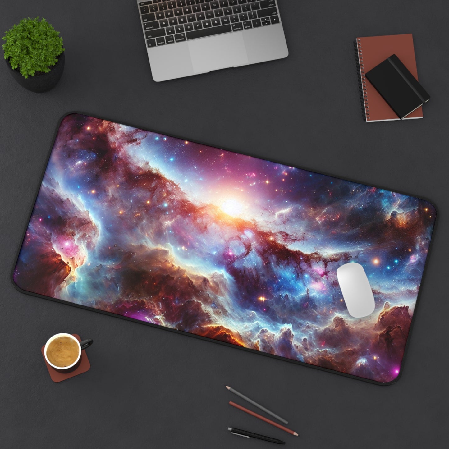 Galaxy Desk Mat - 'Luminous Realm' - Cosmic Gaming & Office Decor