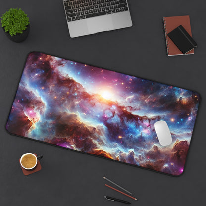 Galaxy Desk Mat - 'Luminous Realm' - Cosmic Gaming & Office Decor
