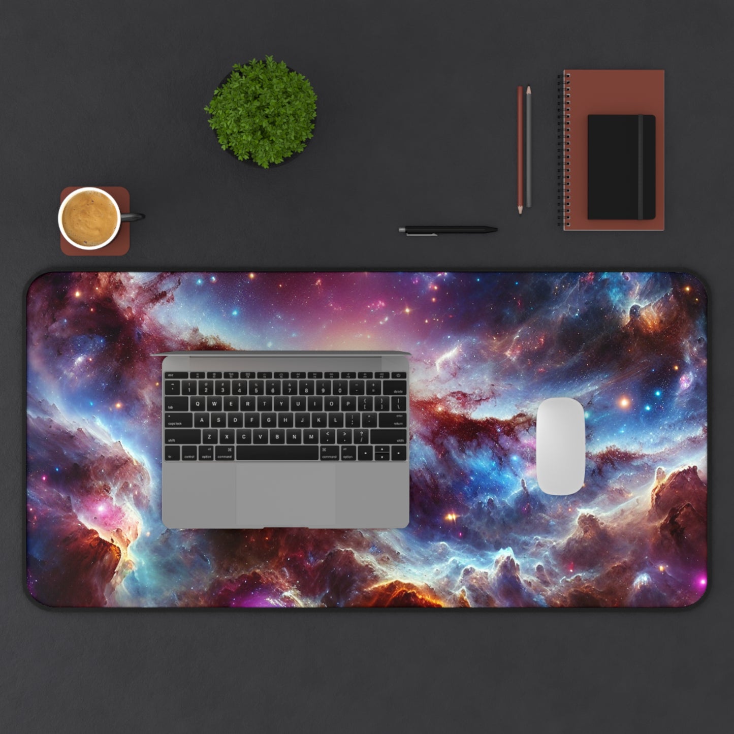 Galaxy Desk Mat - 'Luminous Realm' - Cosmic Gaming & Office Decor
