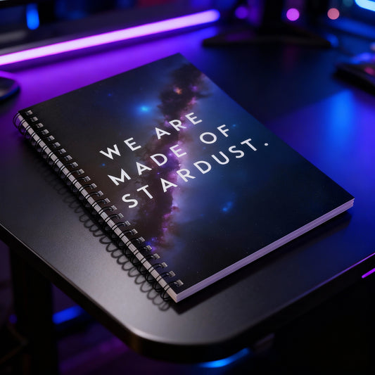 Infinite Cosmic Spiral Notebook – 'We Are Made of Stardust'