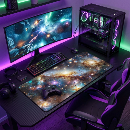 Galaxy Desk Mat - 'Frosted Galaxy' - Cosmic Gaming & Office Decor
